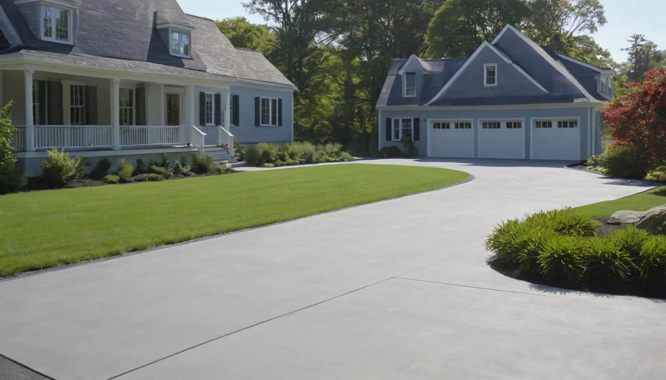 A freshly poured concrete driveway beside a home in Agawam Town